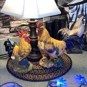 Colorful Rooster Figurines